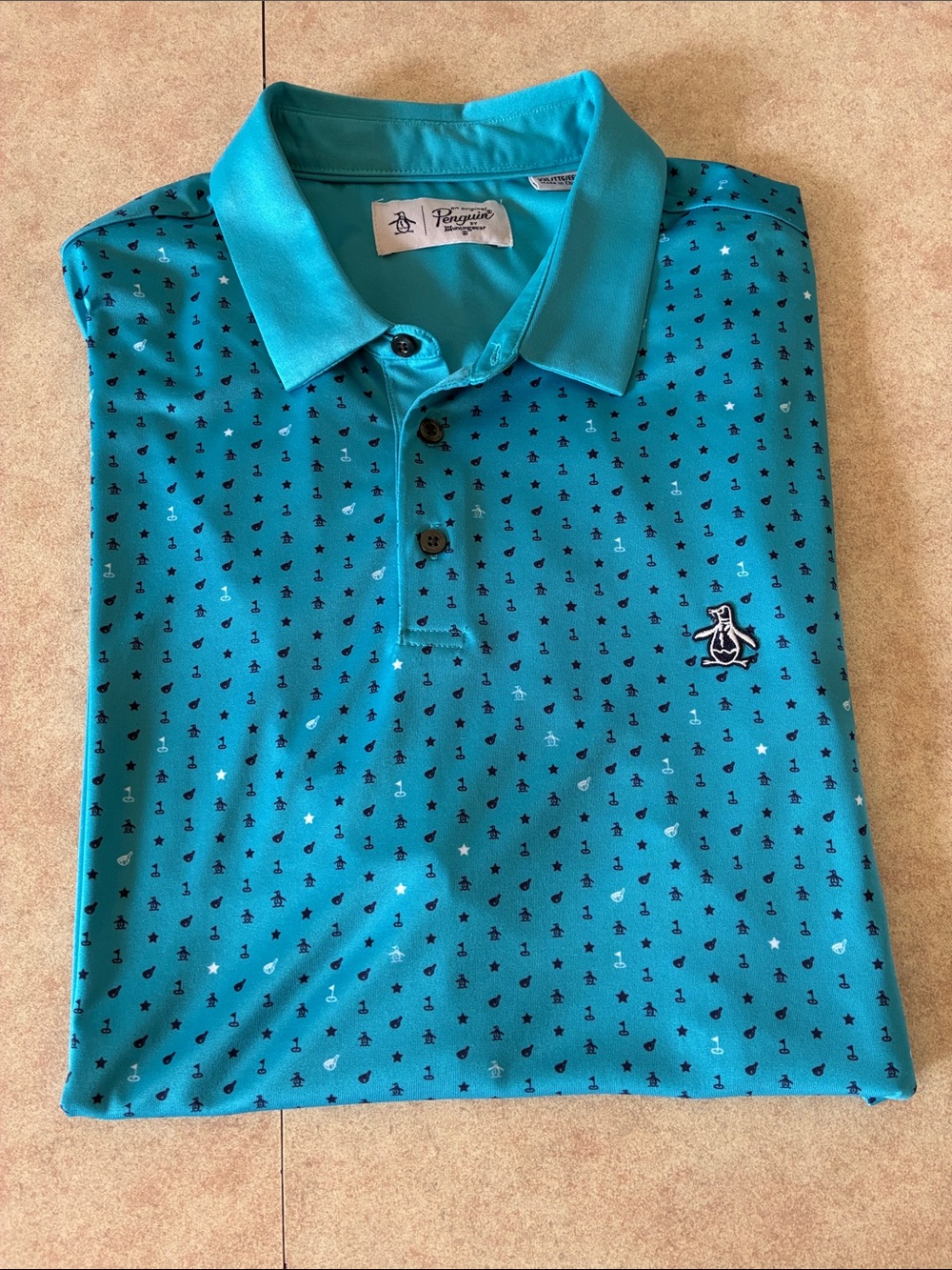 NWOT Original Penguin Men's Teal 19th Hole Polo Shirt Munsingwear Size XXL